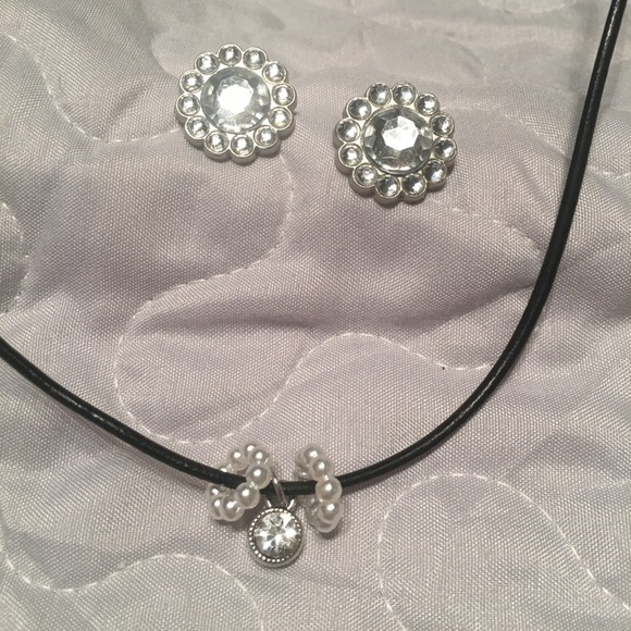 Necklace & earrings set custom made leather cord - Picture 7 of 8